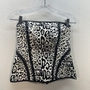White House Black Market Y2K VTG Corset Bustier Strapless Top SZ 2 Animal Print